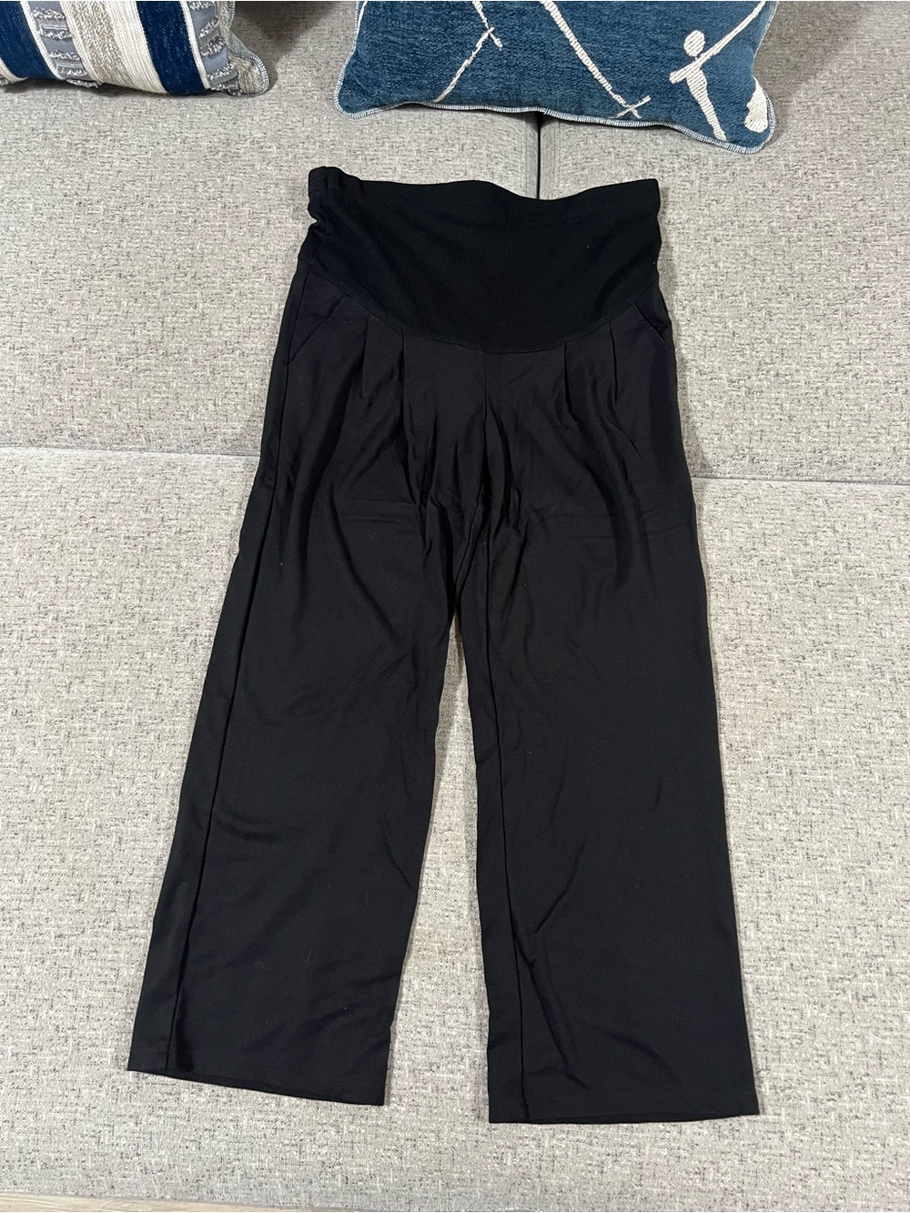 Black Wide-Leg Maternity/Yoga Pants